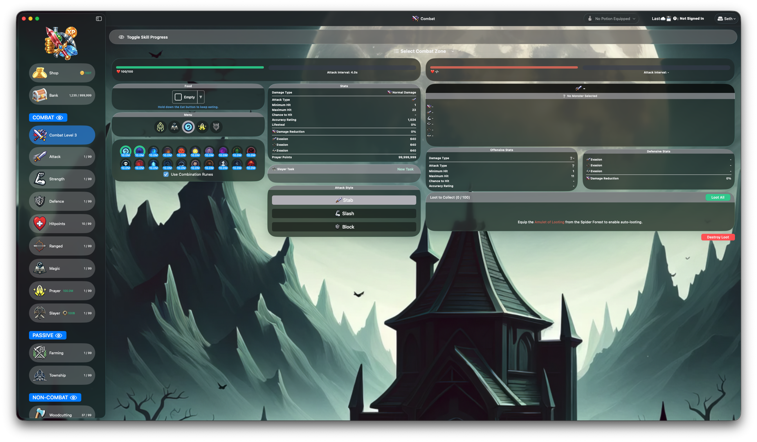 Manu Idle Mac desktop gameplay - combat interface